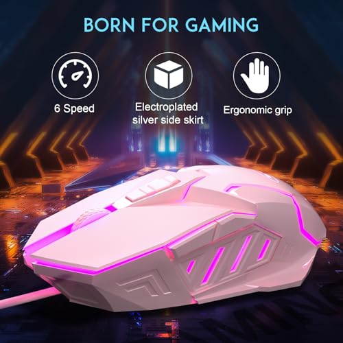MageGee G10 Gaming Mouse Wired, 7 Colors Breathing LED Backlit Gaming Mouse, 6 Adjustable Speeds, Ergonomic Optical Computer Mouse with 7 Buttons for Windows PC Gamers - Image 4