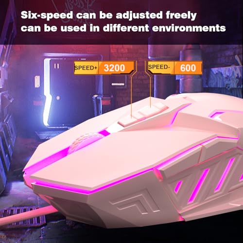 MageGee G10 Gaming Mouse Wired, 7 Colors Breathing LED Backlit Gaming Mouse, 6 Adjustable Speeds, Ergonomic Optical Computer Mouse with 7 Buttons for Windows PC Gamers - Image 5