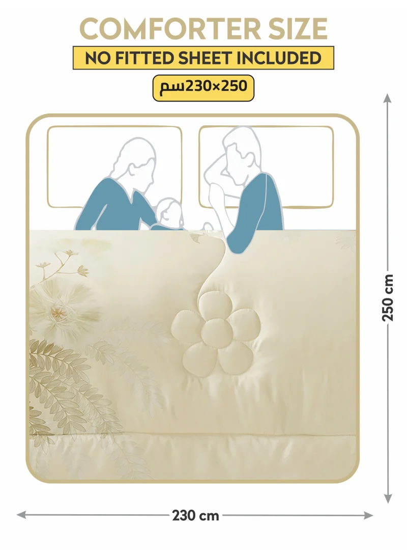 دوناتيلا طقم مفرش سرير 4 قطع مقاس مزدوج 250×230 سم يناسب سرير 200×200 سم , تطريز مشجر  انيق بطباعة رقمية مميزة , ماكيروفايبر فائق النعومة