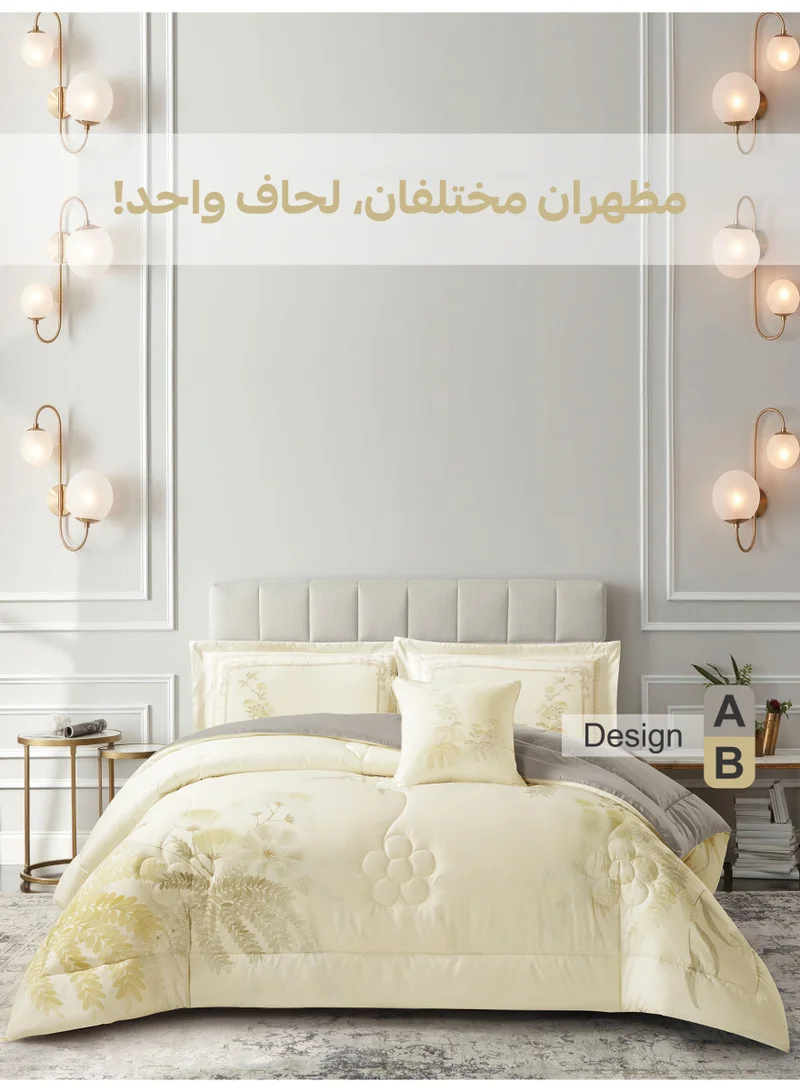 دوناتيلا طقم مفرش سرير 4 قطع مقاس مزدوج 250×230 سم يناسب سرير 200×200 سم , تطريز مشجر  انيق بطباعة رقمية مميزة , ماكيروفايبر فائق النعومة