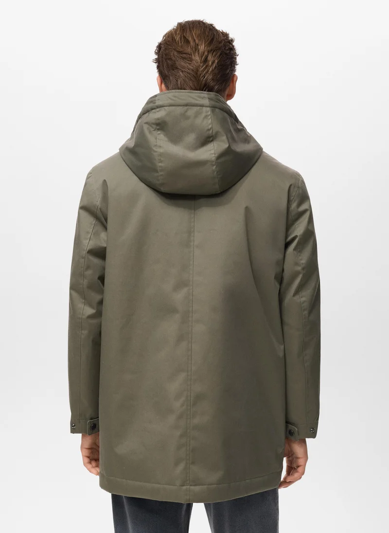 مانجو مان Quilted parka with water-repellent hood