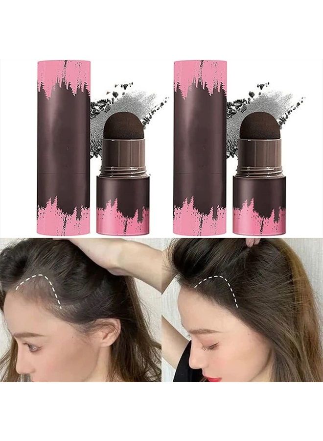 Hairline Powder Stick, 2PCS Hair Shadow Powder Root Touch Up Powder, Waterproof Hair Shading Sponge Pen Hair Filler Powder for Cover Gray Hair Root, Hair Touch-Up, Thin Hair(Black)