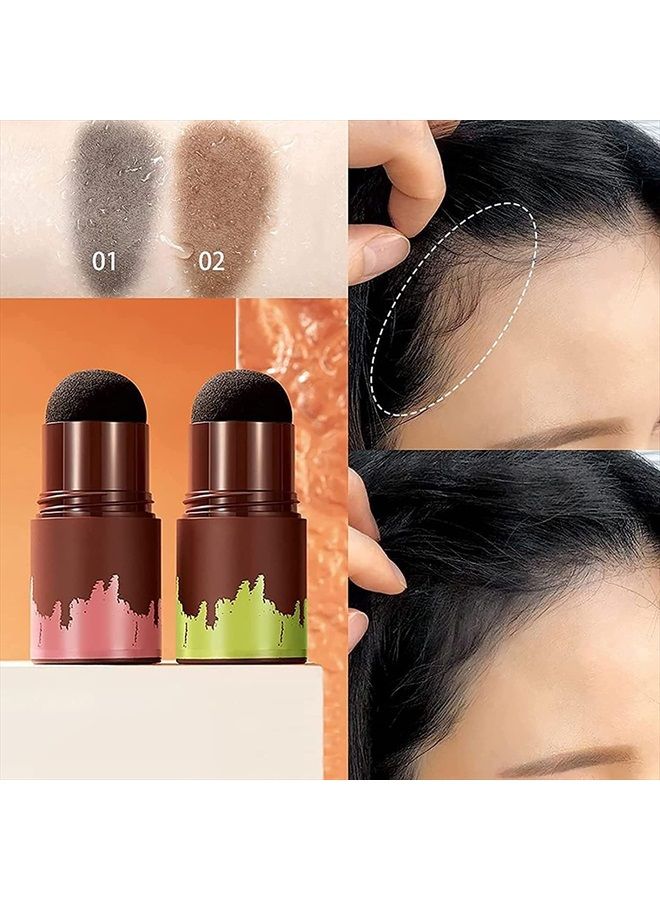 Hairline Powder Stick, 2PCS Hair Shadow Powder Root Touch Up Powder, Waterproof Hair Shading Sponge Pen Hair Filler Powder for Cover Gray Hair Root, Hair Touch-Up, Thin Hair(Black)