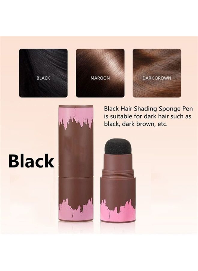 Hairline Powder Stick, 2PCS Hair Shadow Powder Root Touch Up Powder, Waterproof Hair Shading Sponge Pen Hair Filler Powder for Cover Gray Hair Root, Hair Touch-Up, Thin Hair(Black)