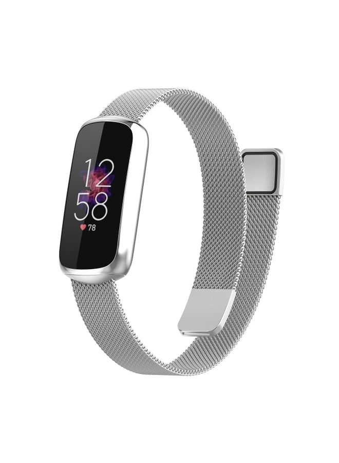 Replacement Strap For Fitbit Luxe Special Edition Milanese Metal Magnetic Watch Band Silver
