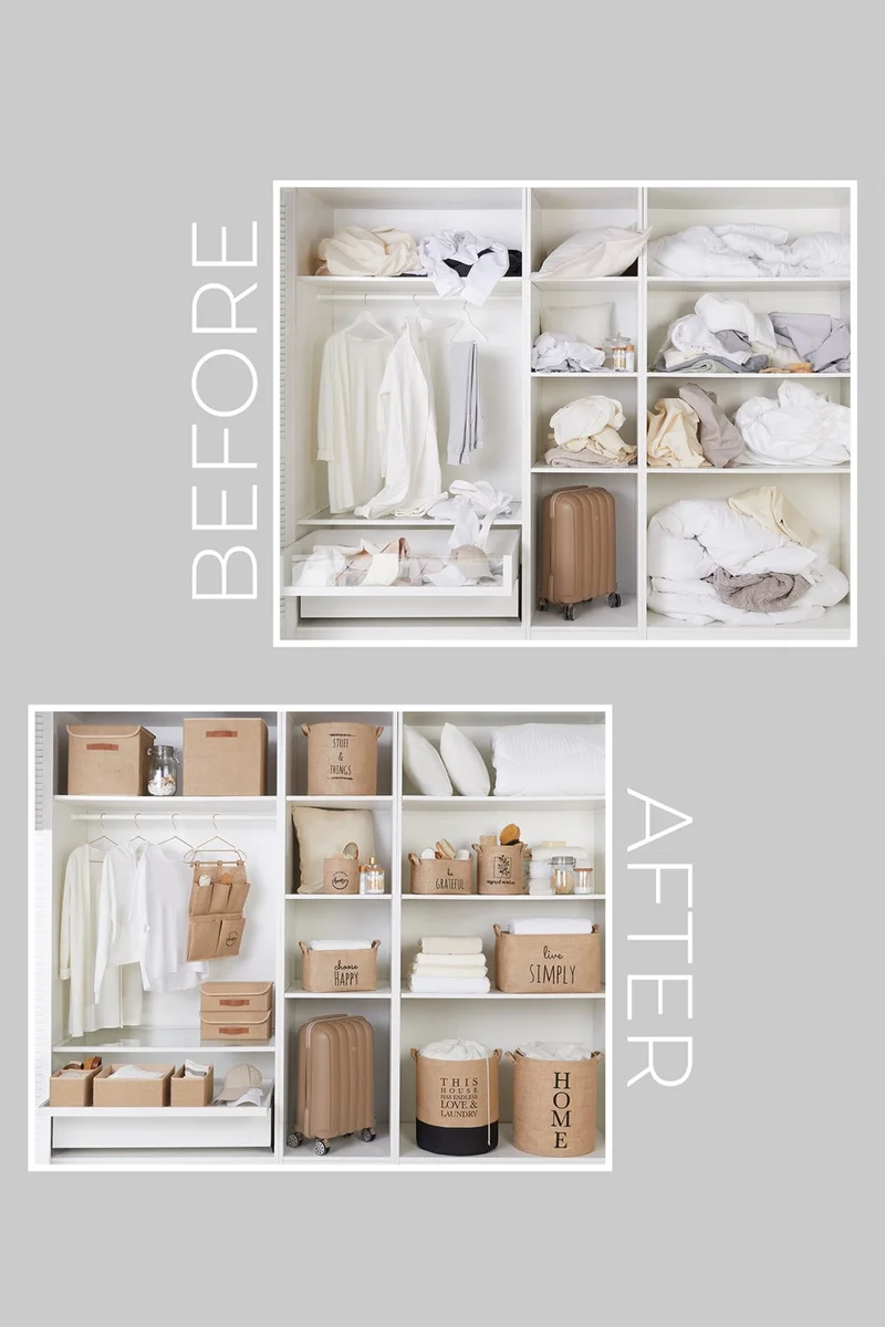 Ocean Home Textile 3 Pieces Jute Covered Cabinet Laundry Toy Organizer Folding Storage Box Organizer 30x30x30 cm