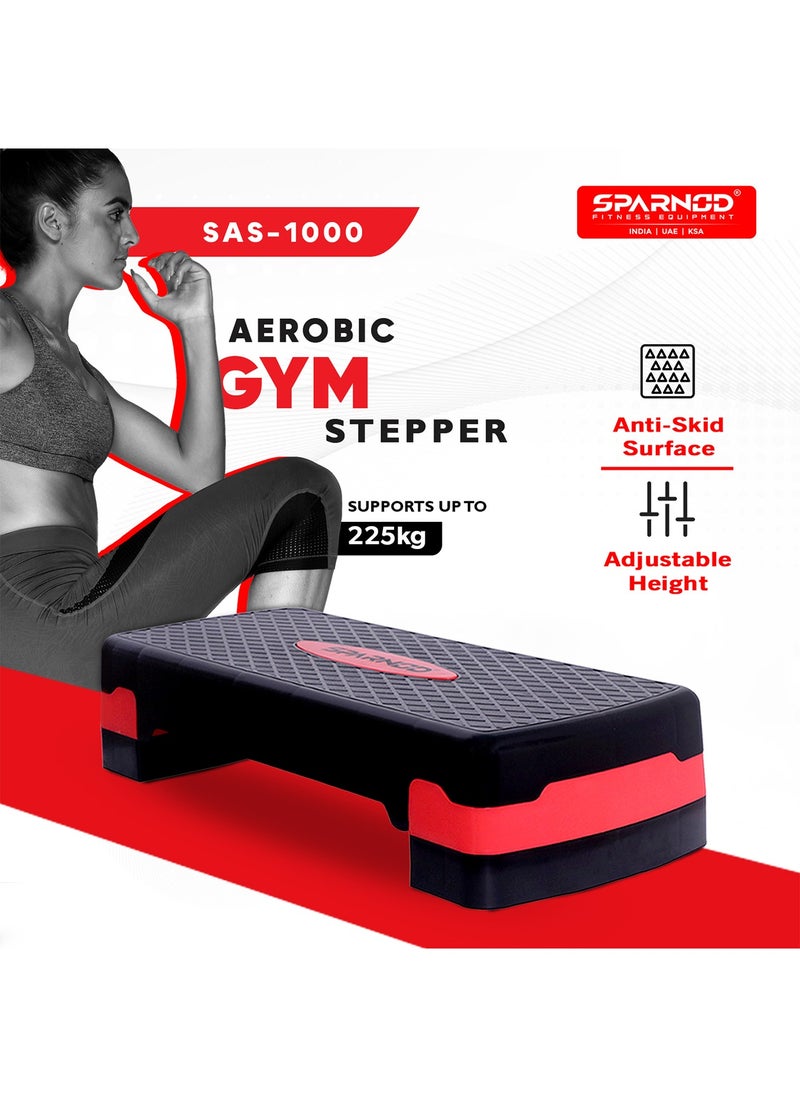 Sparnod Fitness Sparnod Fitness SAS-1000 Aerobic Gym Stepper for Exercise at Home, Adjustable Height, Anti-Skid Surface, Supports up to 225 kg, Compact & Portable, Ideal for Cardio, Strength Training & Pilates Red  - Image 2