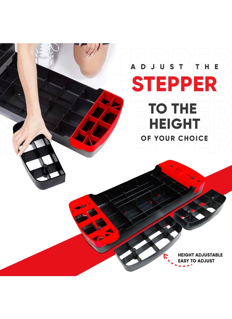 Sparnod Fitness Sparnod Fitness SAS-1000 Aerobic Gym Stepper for Exercise at Home, Adjustable Height, Anti-Skid Surface, Supports up to 225 kg, Compact & Portable, Ideal for Cardio, Strength Training & Pilates Red  - Image 4
