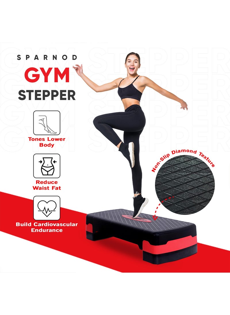 Sparnod Fitness Sparnod Fitness SAS-1000 Aerobic Gym Stepper for Exercise at Home, Adjustable Height, Anti-Skid Surface, Supports up to 225 kg, Compact & Portable, Ideal for Cardio, Strength Training & Pilates Red  - Image 5