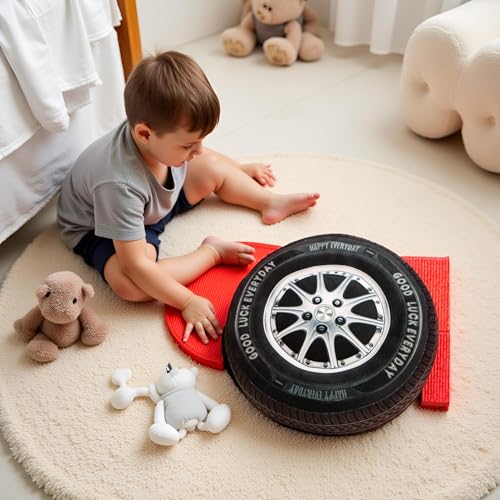 Ryttir 15.7 Inch Big Creative 3D Simulation Wheel Plush Pillow,Soft Car Tire Pillow Wheel Toy Outdoor Cushions for Car Owners,Clever Boy's and Girl's Room Christmas Decor - Image 5