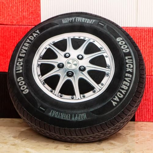 Ryttir 15.7 Inch Big Creative 3D Simulation Wheel Plush Pillow,Soft Car Tire Pillow Wheel Toy Outdoor Cushions for Car Owners,Clever Boy's and Girl's Room Christmas Decor - Image 1