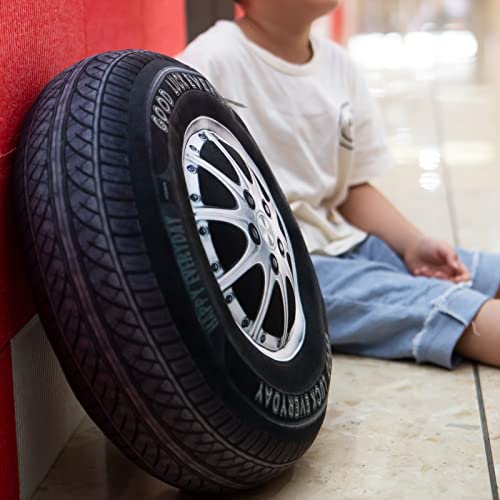 Ryttir 15.7 Inch Big Creative 3D Simulation Wheel Plush Pillow,Soft Car Tire Pillow Wheel Toy Outdoor Cushions for Car Owners,Clever Boy's and Girl's Room Christmas Decor - Image 2