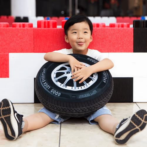 Ryttir 15.7 Inch Big Creative 3D Simulation Wheel Plush Pillow,Soft Car Tire Pillow Wheel Toy Outdoor Cushions for Car Owners,Clever Boy's and Girl's Room Christmas Decor - Image 3