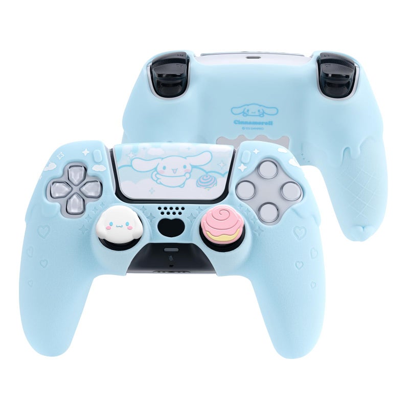 Kuitmor Silicone PS5 Controller Cover Skin Set AntiSlip Soft Protective Case for PS5 Wireless Controller with 2 Thumb Grip Caps and 1 Sticker Blue Cinnamoroll - Image 2