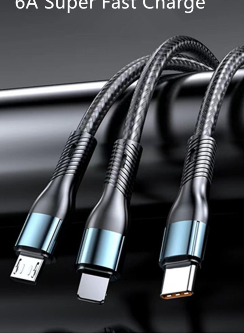 3-in-1 USB Fast Charging Cable - 120W Power Super Fast Charger Cords Universal Phone Charger, Multiple Charger Wire for Cellphone, Tablets and More - Image 3