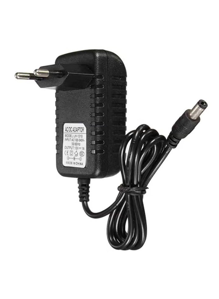 12V 1A Power Supply Adapter - Universal (UK/EU/AU/US Plugs) for LED Strip Lights, CCTV Cameras, Routers - 12W AC to DC Converter - Black 