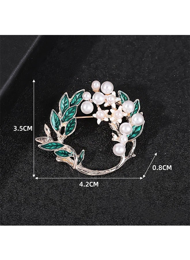 Leaves and Flowers Brooche, Anti Rust and Anti Fading Alloy Brooch Pins, Corsage Scarf Clip Women Girls (Green) - Image 2