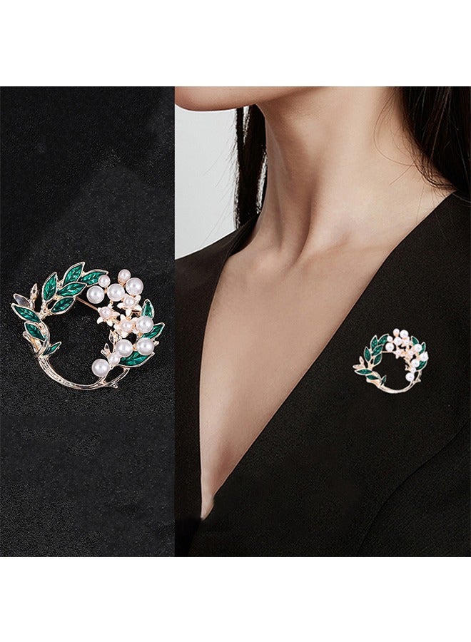 Leaves and Flowers Brooche, Anti Rust and Anti Fading Alloy Brooch Pins, Corsage Scarf Clip Women Girls (Green) - Image 5