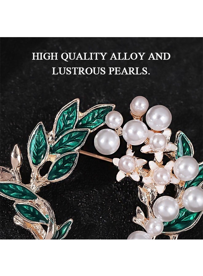 Leaves and Flowers Brooche, Anti Rust and Anti Fading Alloy Brooch Pins, Corsage Scarf Clip Women Girls (Green) - Image 3