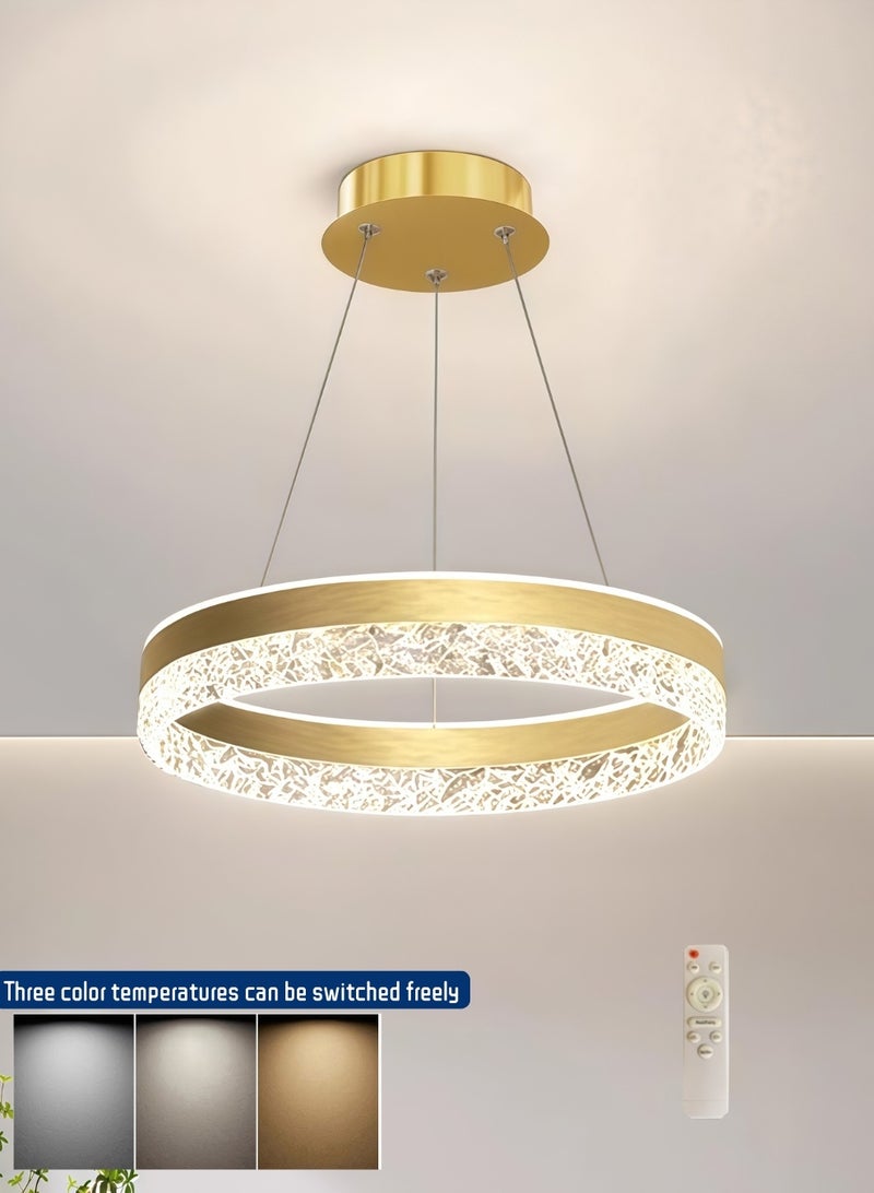 أورالوكسي ثريات سقف حديثة باللون الذهبي مع جهاز تحكم عن بعد بالأشعة تحت الحمراء 40 وات إضاءة سقف قابلة للتعديل بثلاث درجات حرارة ألوان مناسبة لغرفة المعيشة وغرفة النوم وغرفة الطعام - Image 3