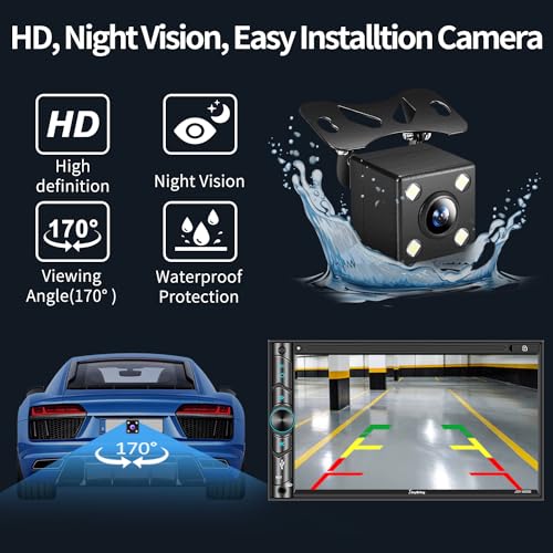 SJOYBRING Double Din Car Stereo Compatible with Voice Control Apple Carplay - 7 Inch HD LCD Touchscreen Monitor, Bluetooth, Subwoofer, USB/SD Port, A/V Input, AM/FM Car Radio Receiver, Backup Camera - Image 5