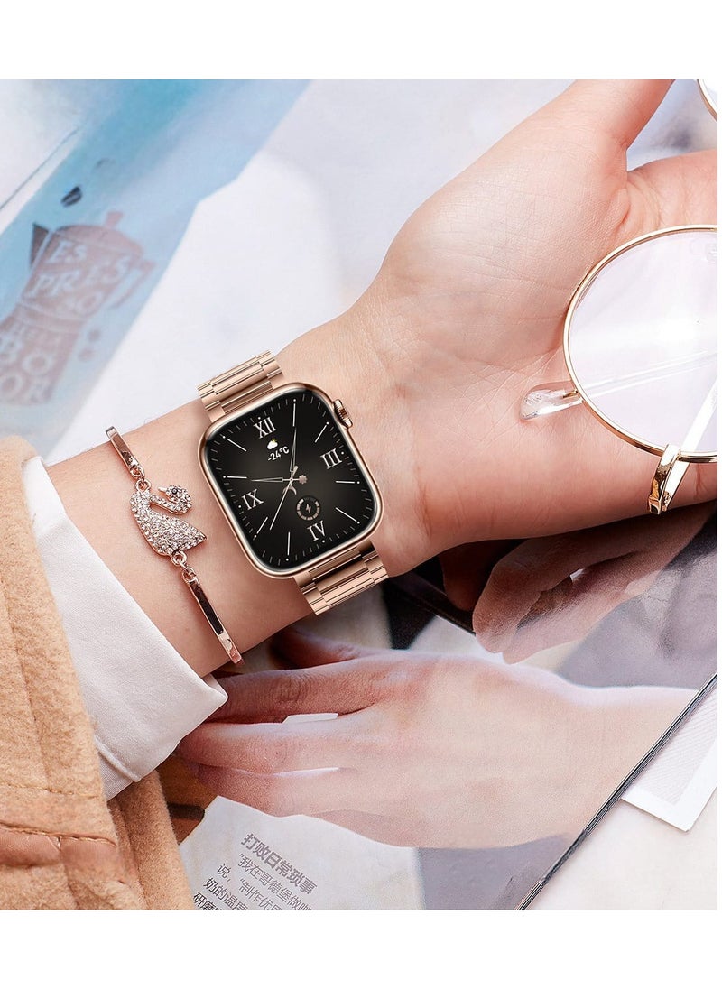 Generic - G9 mini Smart Watch for Women with 3 Straps + 1 Bracelet (Rose Gold) - Image 1