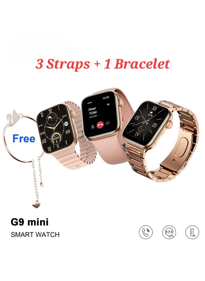 Generic - G9 mini Smart Watch for Women with 3 Straps + 1 Bracelet (Rose Gold) - Image 1