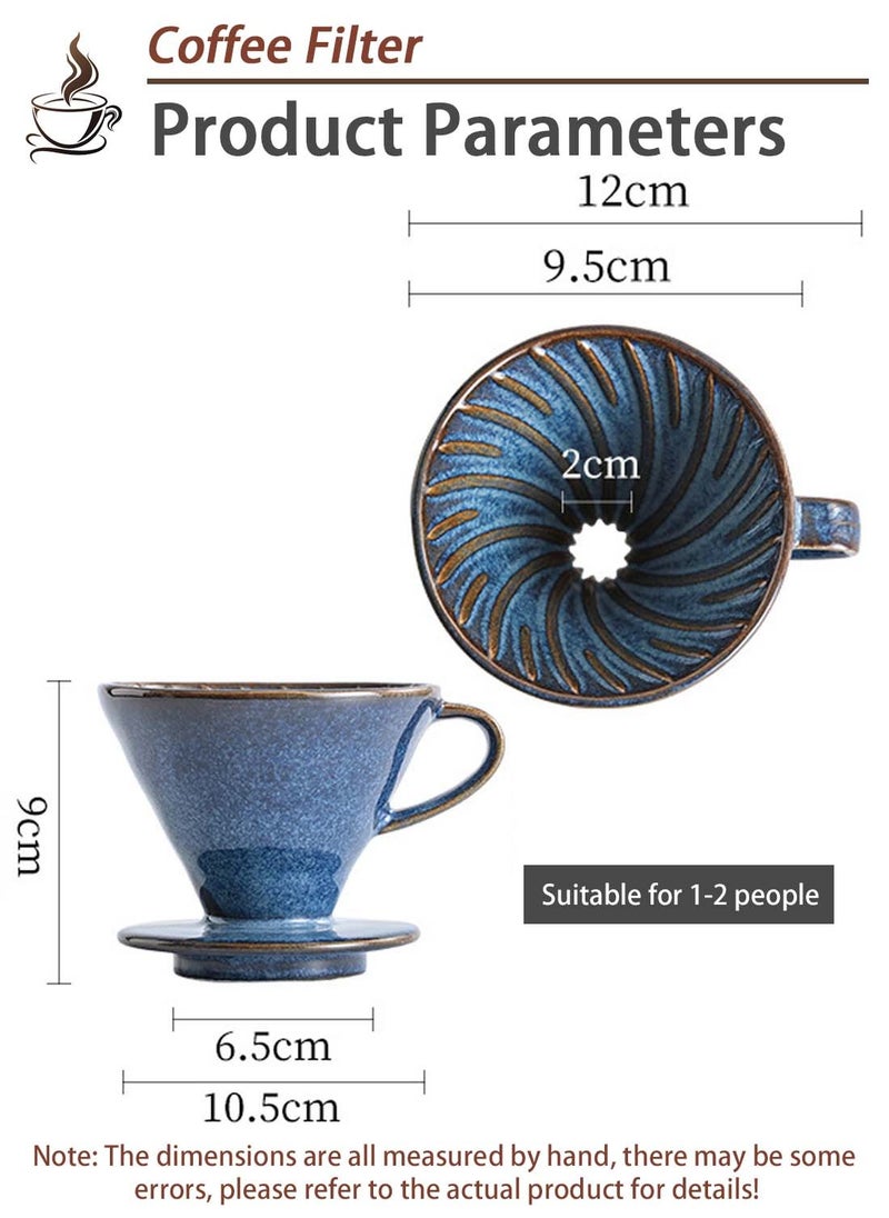 EqiEch Retro V60 Ceramic Coffee Dripper Handmade Kiln Glazed (1-2 Cups) Pour Over Coffee Maker Slow Brewing Filter Size 01 for Home Office Cafe&Restaurant  - Image 5