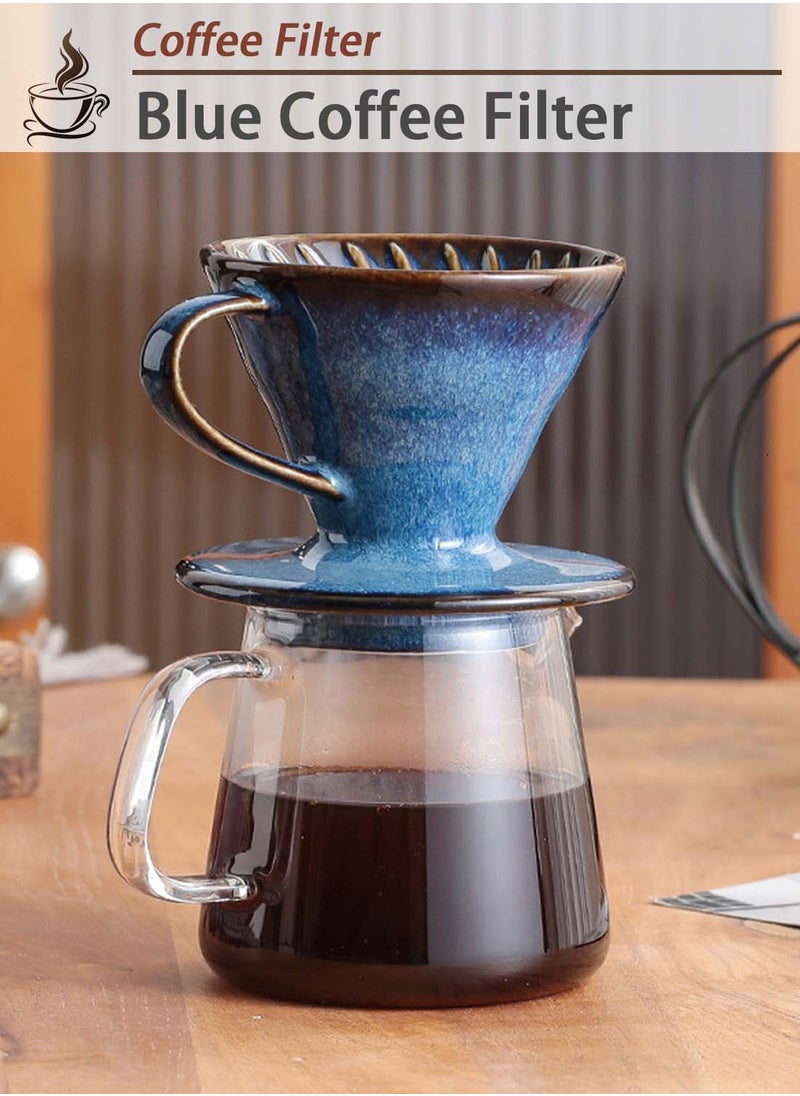 EqiEch Retro V60 Ceramic Coffee Dripper Handmade Kiln Glazed (1-2 Cups) Pour Over Coffee Maker Slow Brewing Filter Size 01 for Home Office Cafe&Restaurant  - Image 2