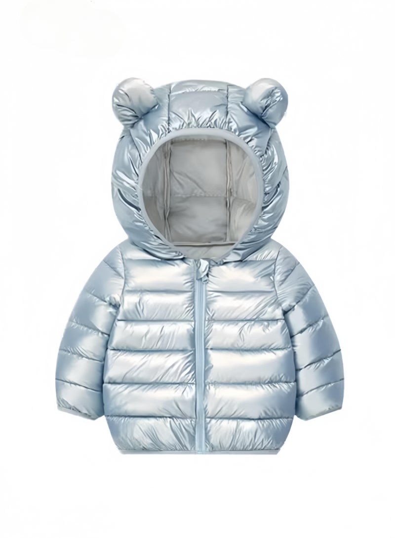 أنا أحب الأطفال أطفال لطيف دب أذن غطاء معطف,معطف الشتاء الدافئ الناعم للأطفال الصغار,أزرق 100CM - Image 1