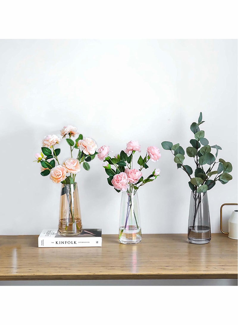 Y&D Ins Modern Glass Vase Irised Crystal Clear Transparent Flower Arrangement Water Culture Simple Table Top Small Fresh for Home Office Decor - Image 5