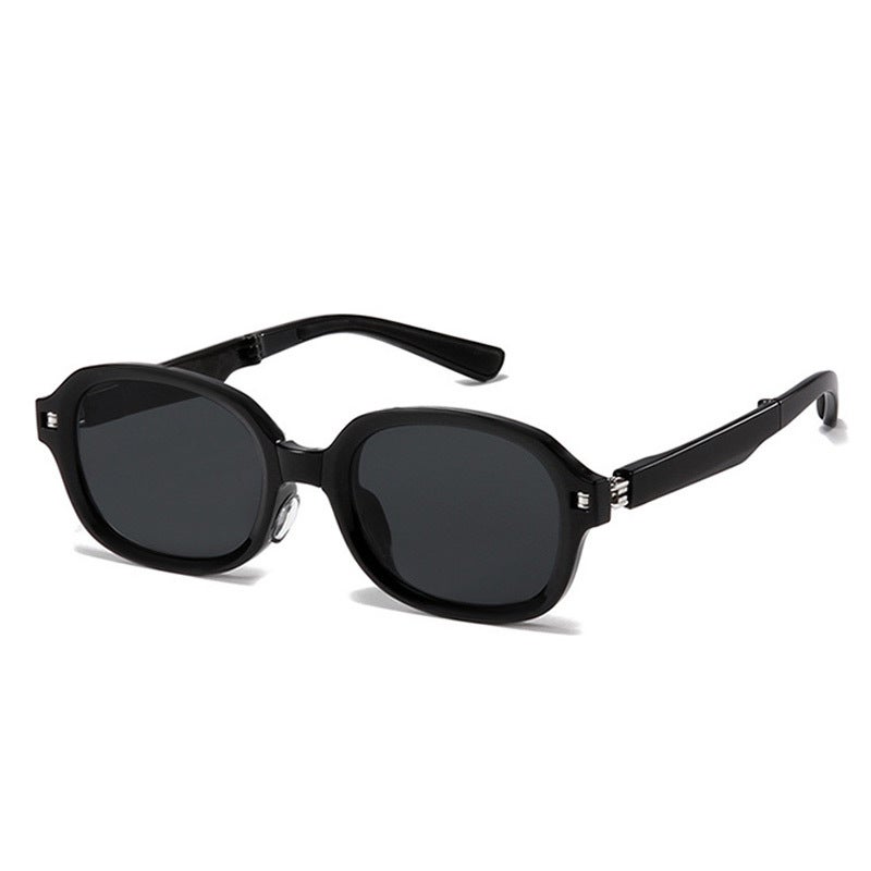 New Womens Folding Sunglasses UV Protection Polarized Bright Black Frame Black Grey