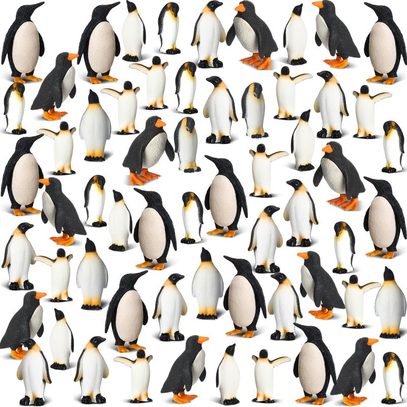 Poen 60 Pcs Penguin Figurines Miniature Realistic Penguin Figures Cute Resin Antarctic Animal Penguin Winter Cake Toppers Decorations for Boy Girl Birthday Gift Party Favors - Image 2