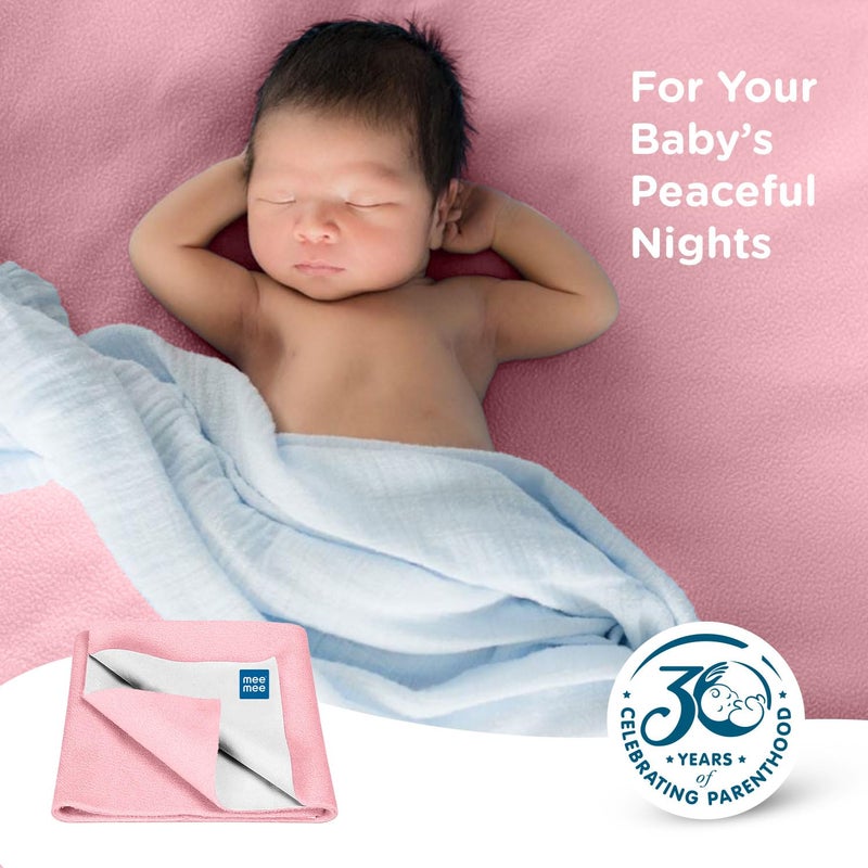 mee mee Mee Mee Reusable Water Proof Cotton Bed Protector SheetExtra Absorbent MatDry SheetsUrine SheetDry Mat 140CmX220Cm XLarge Pink - Image 4
