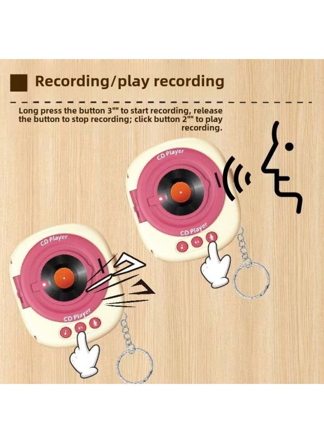 Internet Celebrant Retro CD Record Player Multi-function Recording Playback Mini Music Box Bag Pendant Keychain-Color:Three Discs -Specifications:Blue Record Cd-with Pendant  - Image 4