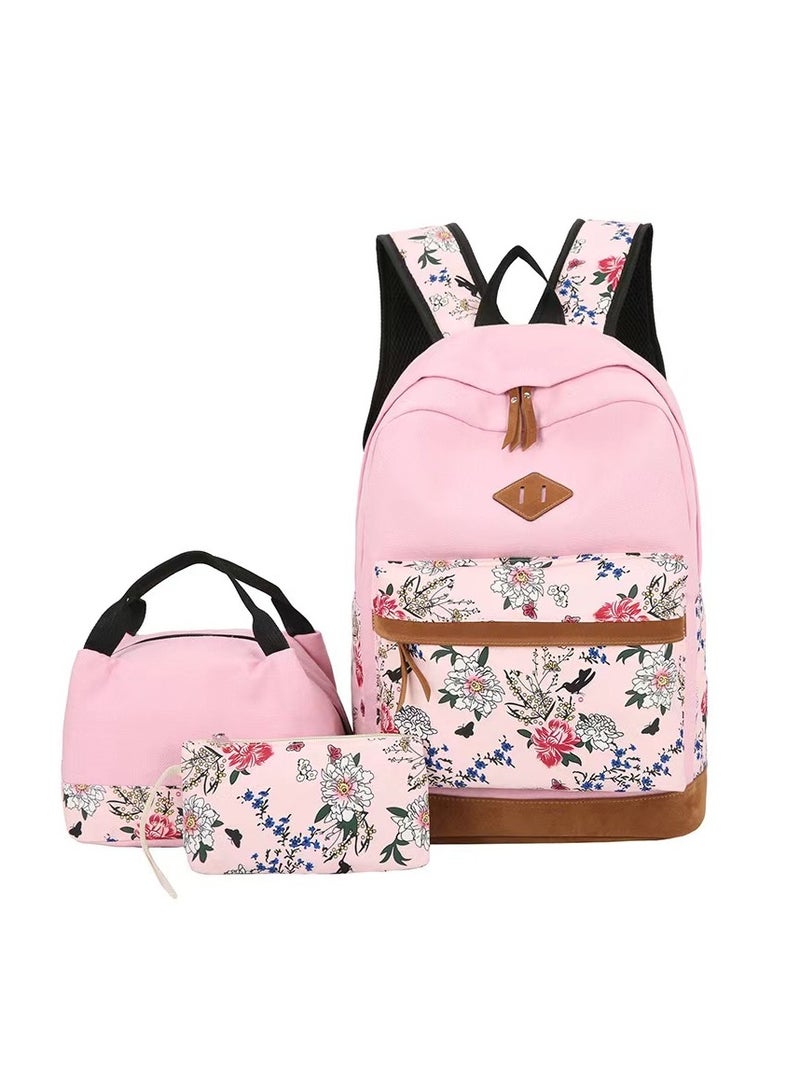 SUNSTAR New polyester printed zipper children's backpack set in pink/blue - Image 1