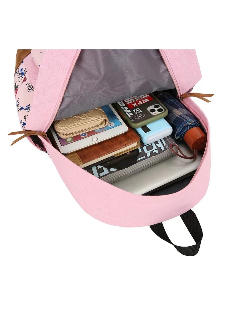 SUNSTAR New polyester printed zipper children's backpack set in pink/blue - Image 3