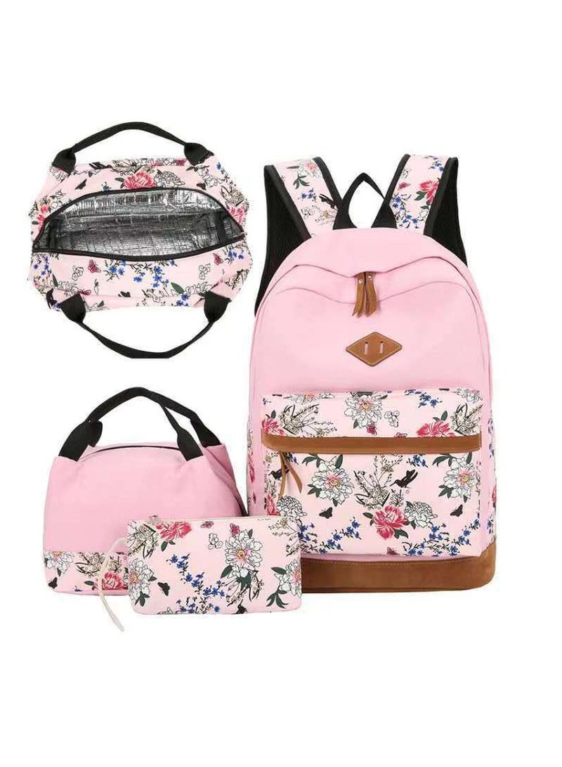 SUNSTAR New polyester printed zipper children's backpack set in pink/blue - Image 4