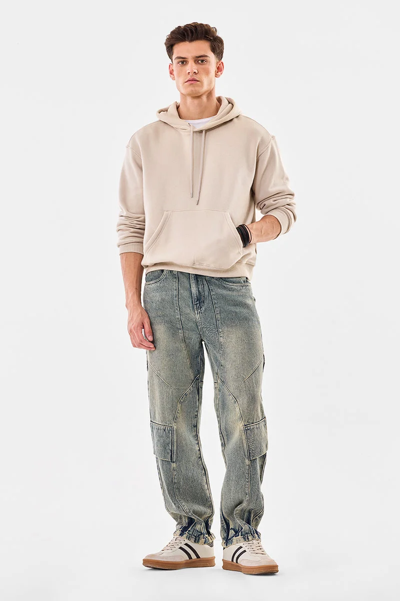 SNITCH Relaxed Fit Washed Cargo Jeans