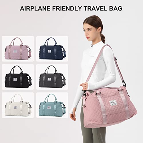 HYC00 Travel Duffel Bag, Weekender Overnight Bags for Women, Carry On Personal Item Bag with Trolley Sleeve & Wet Pocket,Pink - Image 2