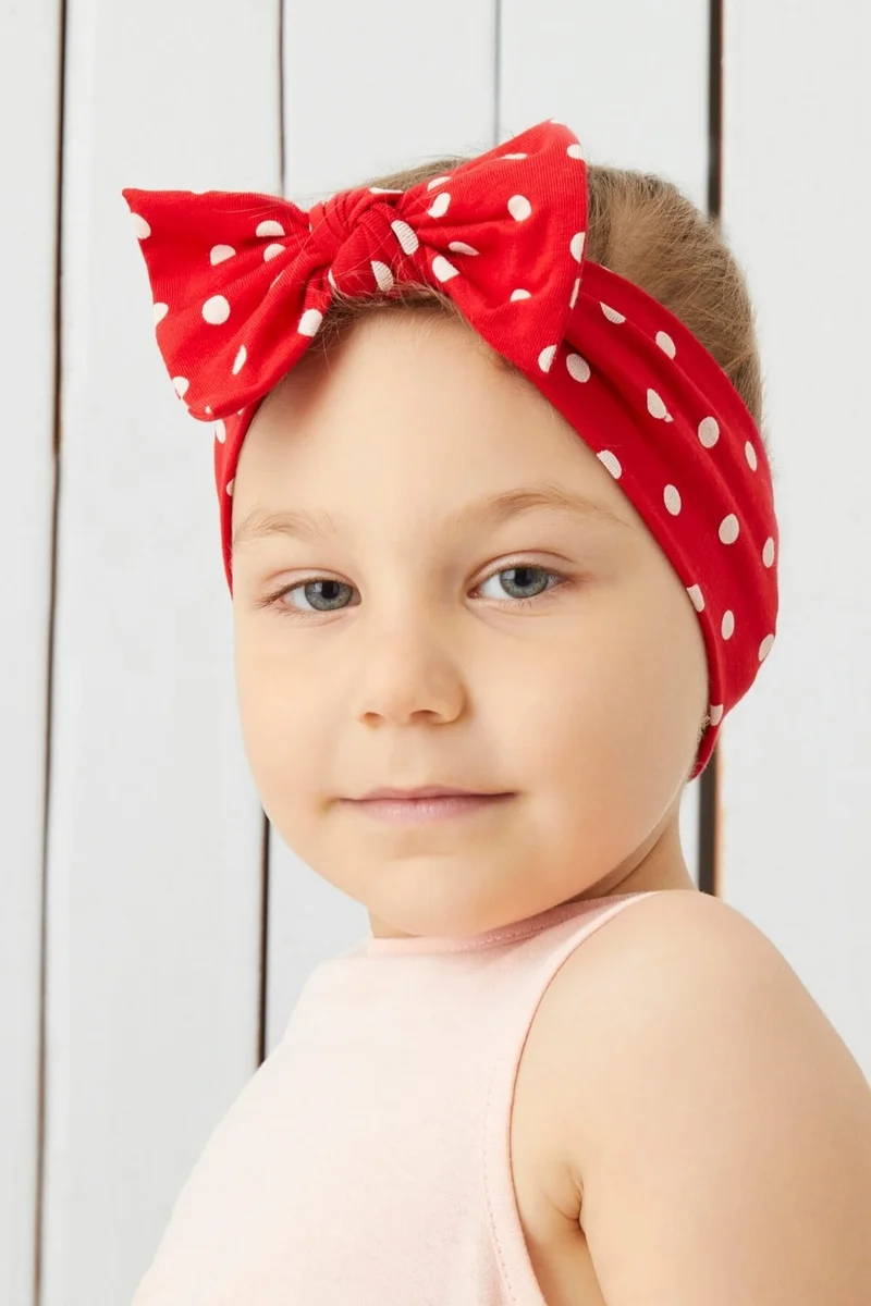 بيبيجيز Red and White Polka Dot Handmade Soft Bow Tied Natural Cotton Combed Cotton Baby Kids Girls Bandana Best Of Series
