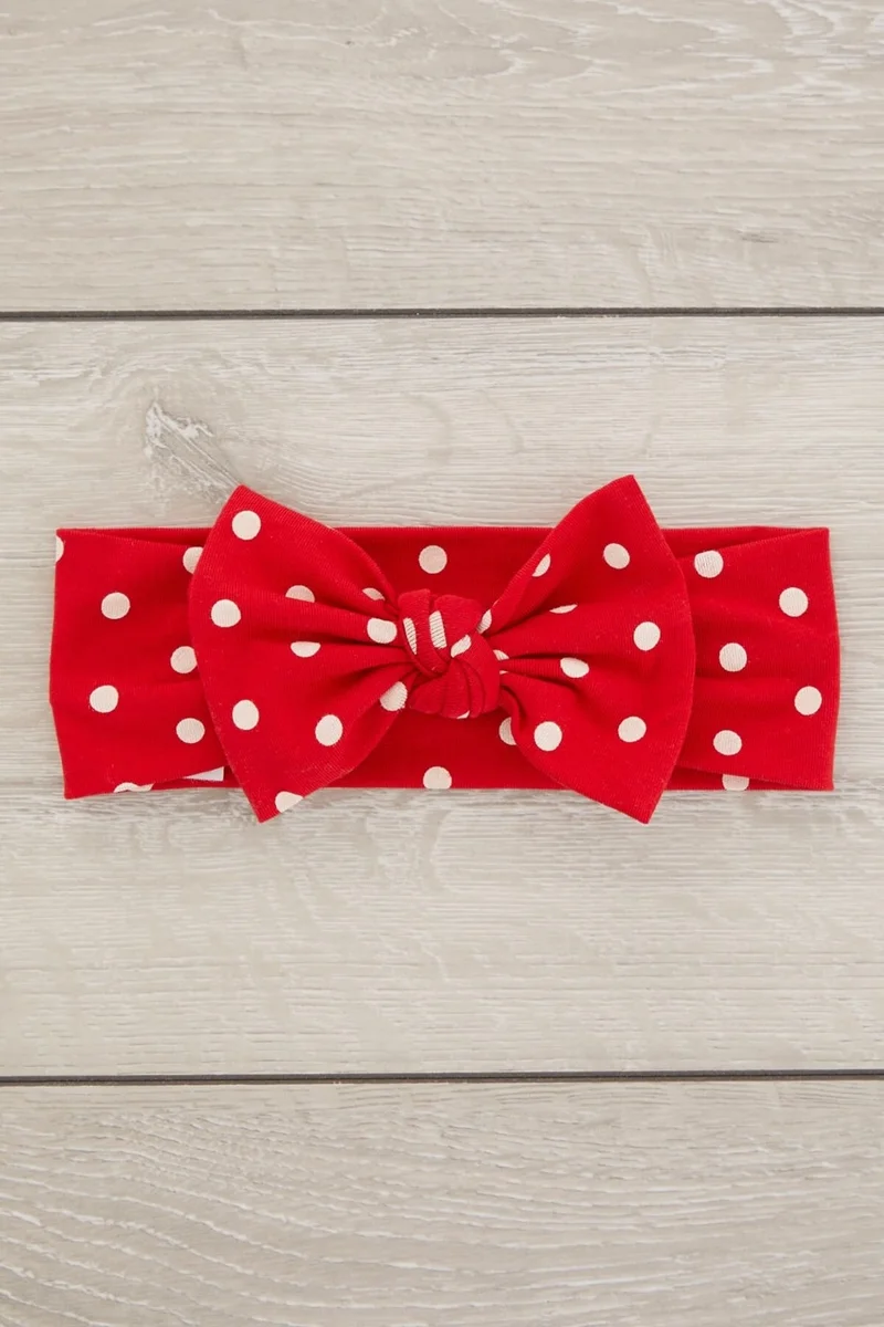 بيبيجيز Red and White Polka Dot Handmade Soft Bow Tied Natural Cotton Combed Cotton Baby Kids Girls Bandana Best Of Series
