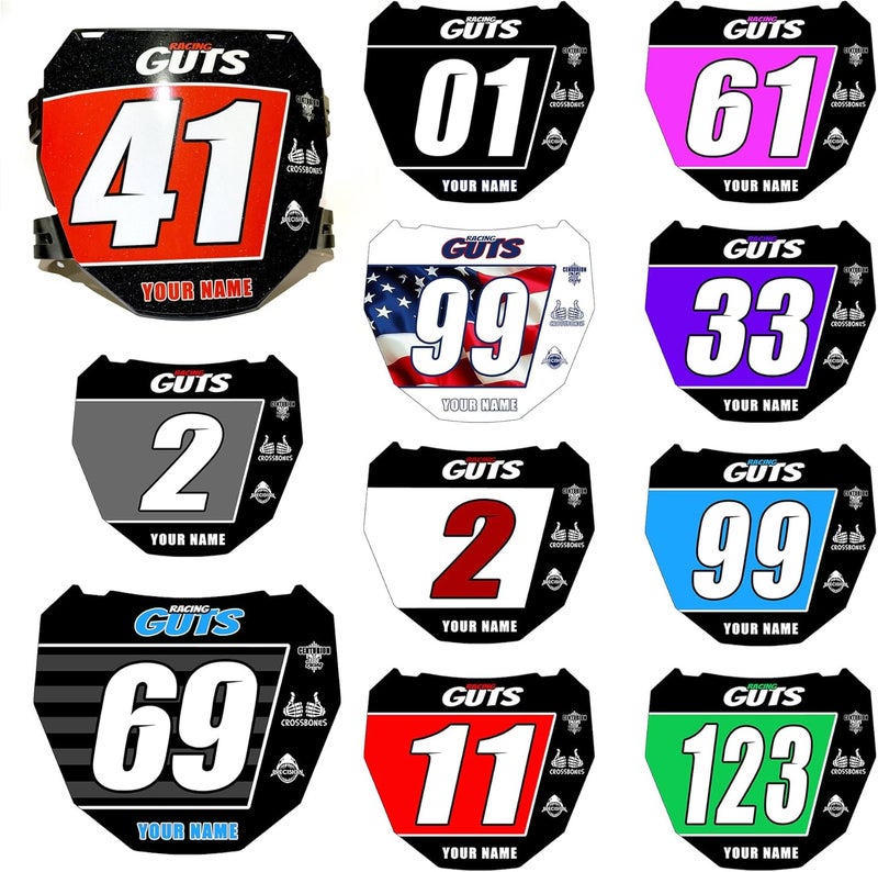 PosterOffice Custom ODI DH Size EBike Number Plate Sticker Decal Racing Guts Design – Personalized with Name & Number – Multicolor Eye-Catching Design for Surron in Holographic Chrome or White Vinyl. - Image 2
