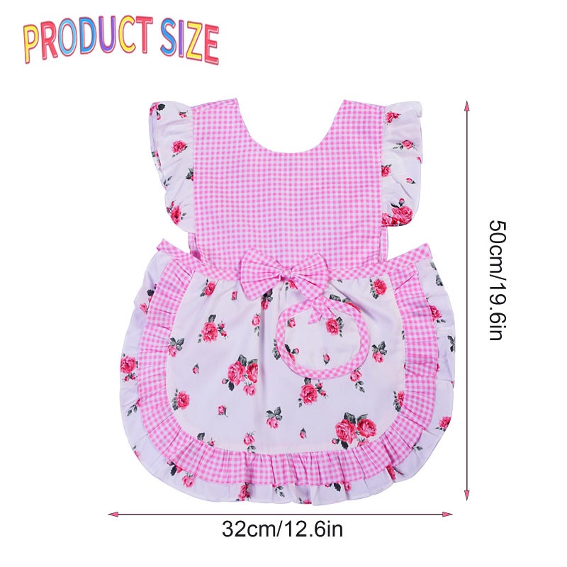 Love Potato Kids Aprons for Girls - Cute Gingham Toddler Girl's Apron for Ages 1-3 Years (Pink) - Image 5