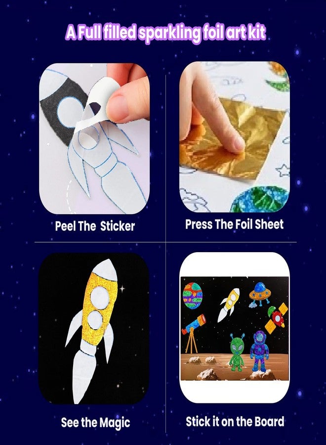 TOYJOS Space Adventure Foil Art Kit for Kids 220+ Pieces No Mess DIY Craft Kit Creative Activity Play Set with Foil Sheets Stickers & Canvases Educational Gift for Boys Girls 4 to 9 Years - Image 3