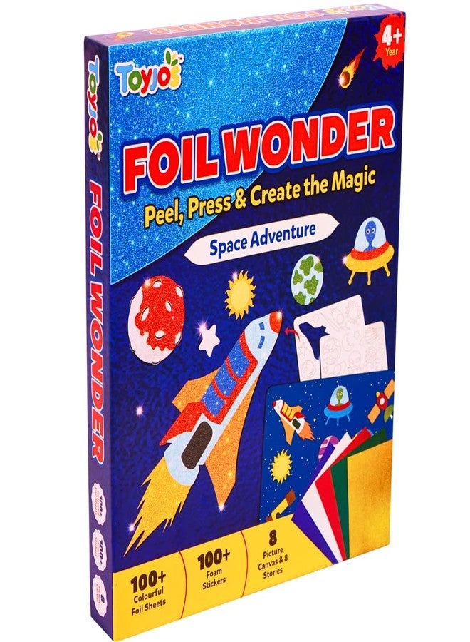 TOYJOS Space Adventure Foil Art Kit for Kids 220+ Pieces No Mess DIY Craft Kit Creative Activity Play Set with Foil Sheets Stickers & Canvases Educational Gift for Boys Girls 4 to 9 Years - Image 1