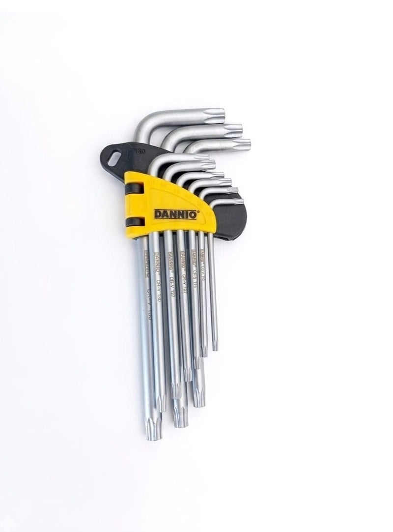 Dannio 9 Pcs S-Allen Wrench Key Set with LONG ARMS, Hex Key Set HX from 1/16 to 3/8 Inch in Plastic Clip. all End Long Allen Wrench Set, Folding Hex Allen Keys, L-Wrench Hex Tool Kit - Image 1