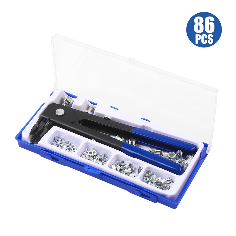 86PCS Rivet Nut Tool Kit Set Blind Rivet Nut Hand Riveter Wrench Threaded Insert Tool Rivet Nut with Metric Rivet Nuts Assortment M3 M4 M5 M6 M8 - Image 2