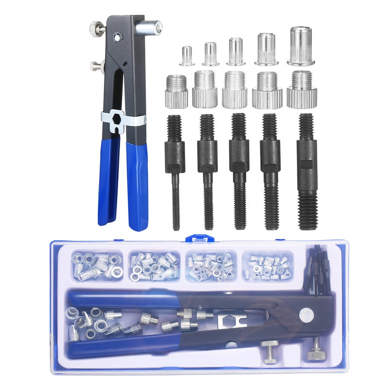 86PCS Rivet Nut Tool Kit Set Blind Rivet Nut Hand Riveter Wrench Threaded Insert Tool Rivet Nut with Metric Rivet Nuts Assortment M3 M4 M5 M6 M8 - Image 1