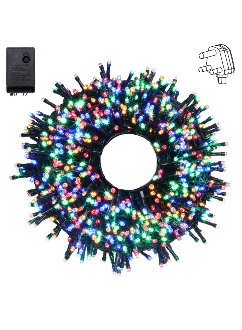 Yuwell 14 Meter 200 LED String Lights Decoration Lights RGB Light 8 Modes Led Light Black Wire For Home Decorations Ramadan Lights Indoor & Outdoor Decoration Ramadan Decoration Light Diwali Lights Curtain Lights With 3-Pin UK Plug - Image 5